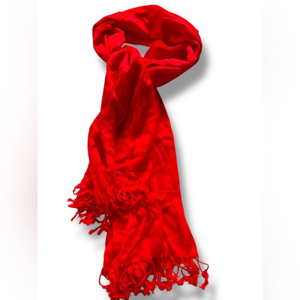 New Red Fringe Soft Scarf Cozy Wrap Warm One Size